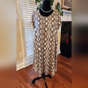 Pinc Black and Cream Snake Print Midi Dress